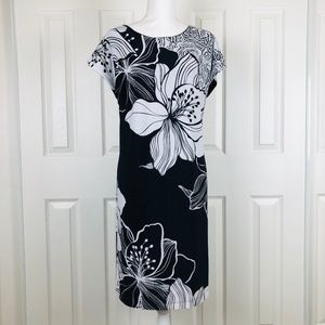 Chico's black & white floral dress size 2